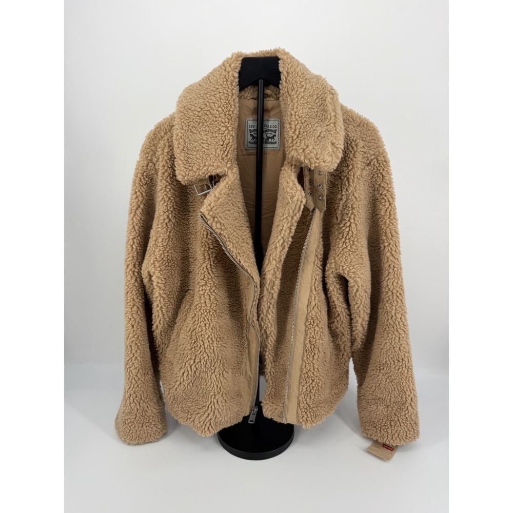 Levi's Faux Fur Sherpa Jacket Women's Size L Tan/Camel New With Defects